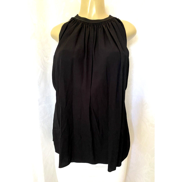 NWT HELMUT LANG Crepe Halter Top Black Tie Textured Blouse Sleeveless Sh… - Picture 3 of 8